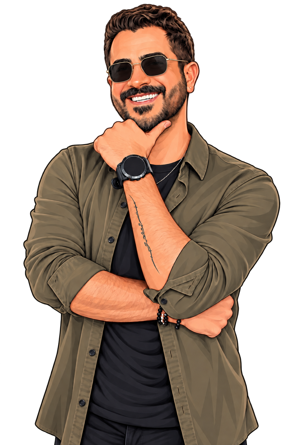 Illustrated portrait of Ali Tazikeh